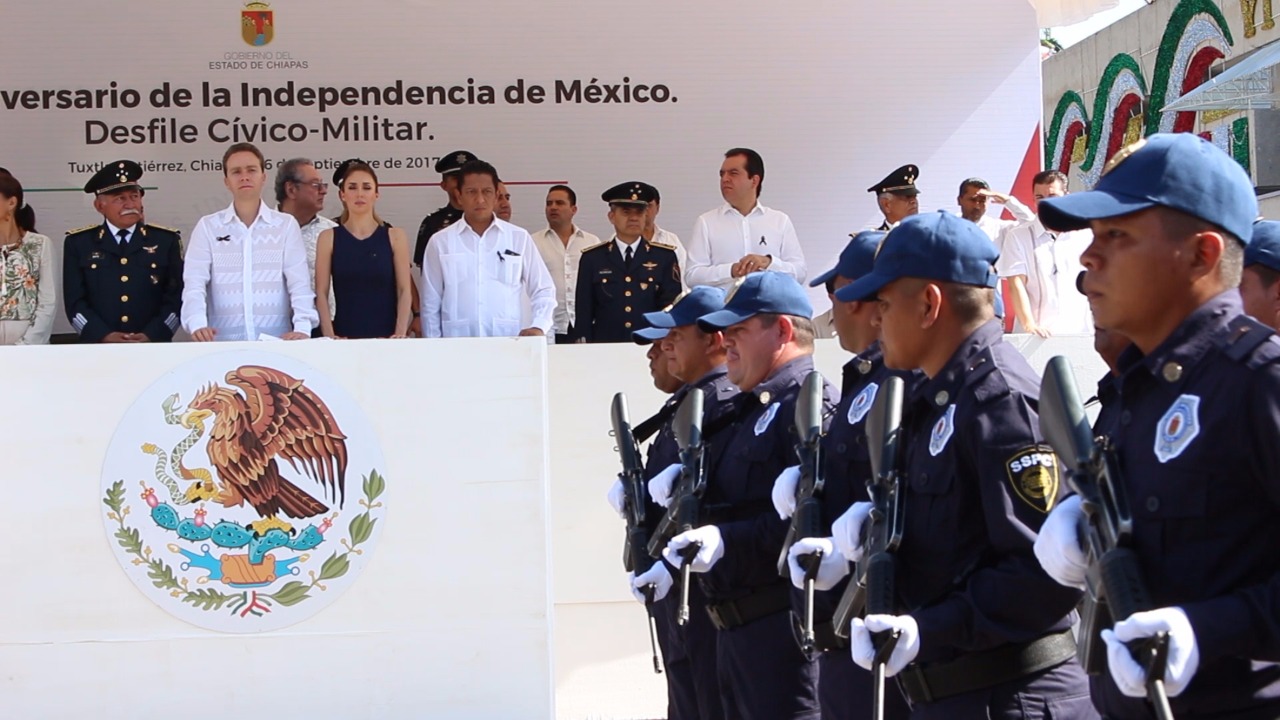 Elementos de la SSyPC participan en desfile cívico-militar